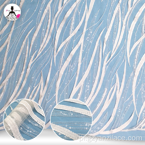 Koronkowa tiulowa tkanina w kolorze złamanej bieli Seuqin